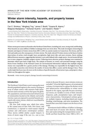Winter Storm Intensity, Hazards, and Property Losses in the New York Tristate Area