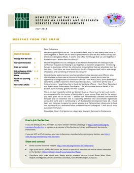 Newsletter of the Ifla Section on Library and Research Services for Parliaments