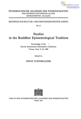 Studies in the Buddhist Epistemological Tradition