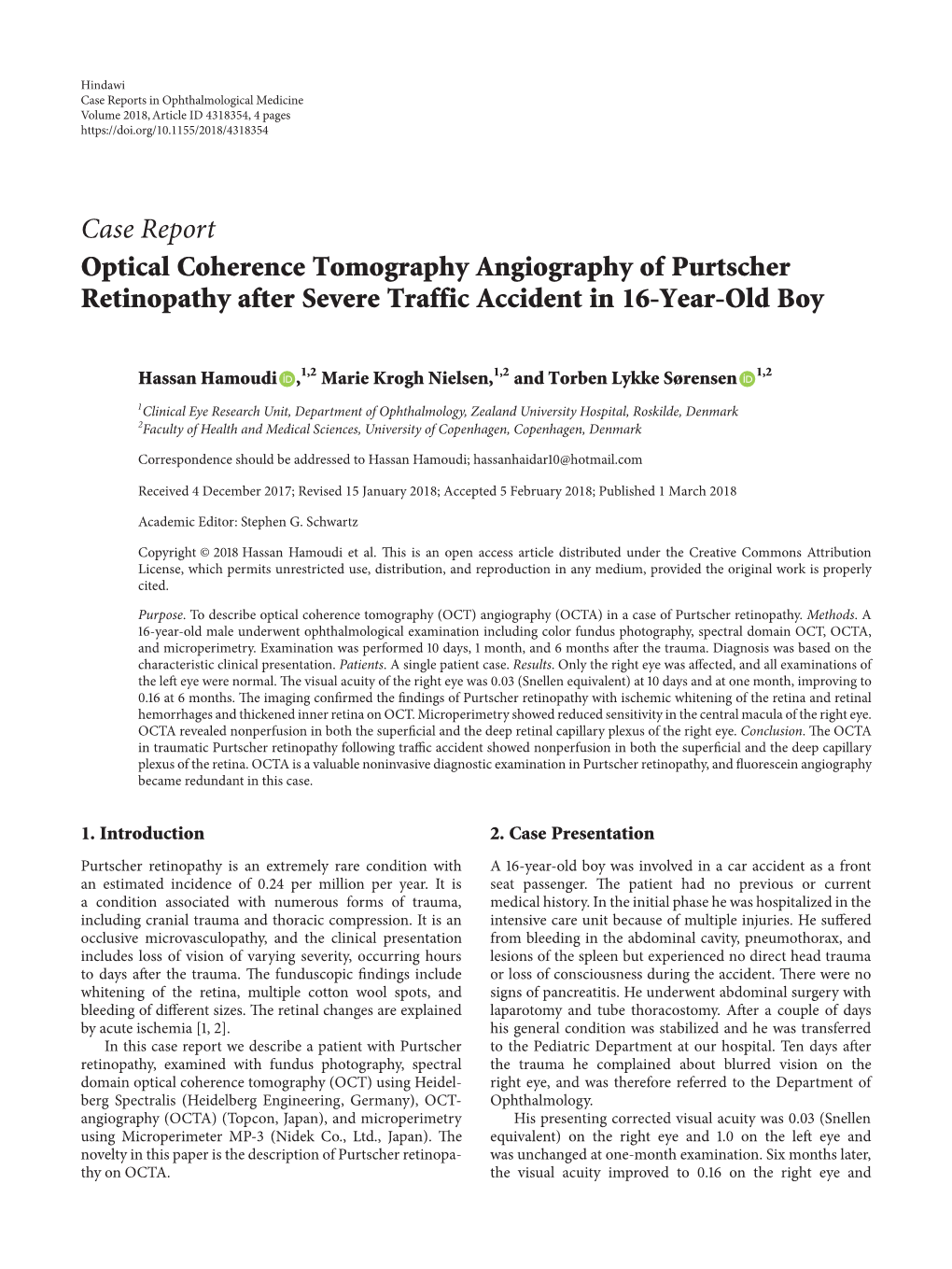 Optical Coherence Tomography Angiography of Purtscher Retinopathy After Severe Traffic Accident in 16-Year-Old Boy