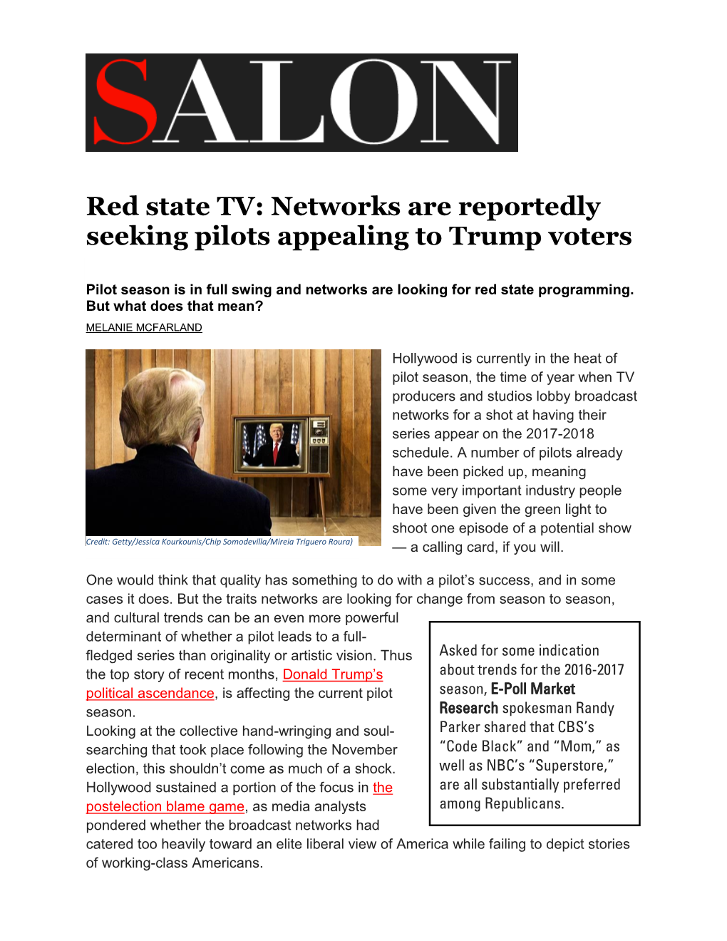 Red State TV: Networks Are Reportedly Seeking Pilots Appealing to Trump Voters