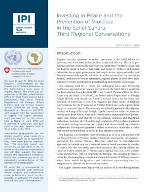 Investing in Peace and the Prevention of Violence in the Sahel-Sahara: Third Regional Conversations