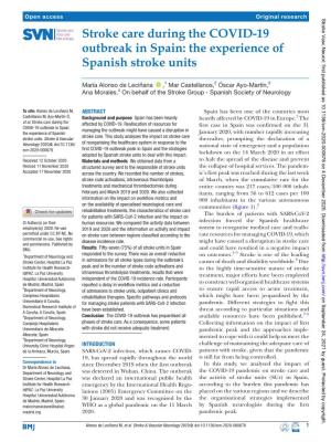 Stroke Care During the COVID-19 Outbreak in Spain: the Experience of Spanish Stroke Units