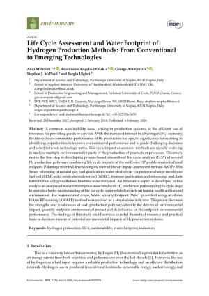 Life Cycle Assessment and Water Footprint of Hydrogen Production Methods: from Conventional to Emerging Technologies