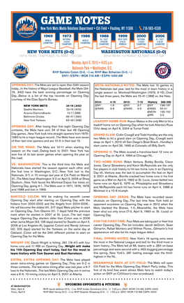 New York Mets Game Notes