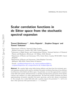 Scalar Correlation Functions in De Sitter Space from the Stochastic Spectral Expansion