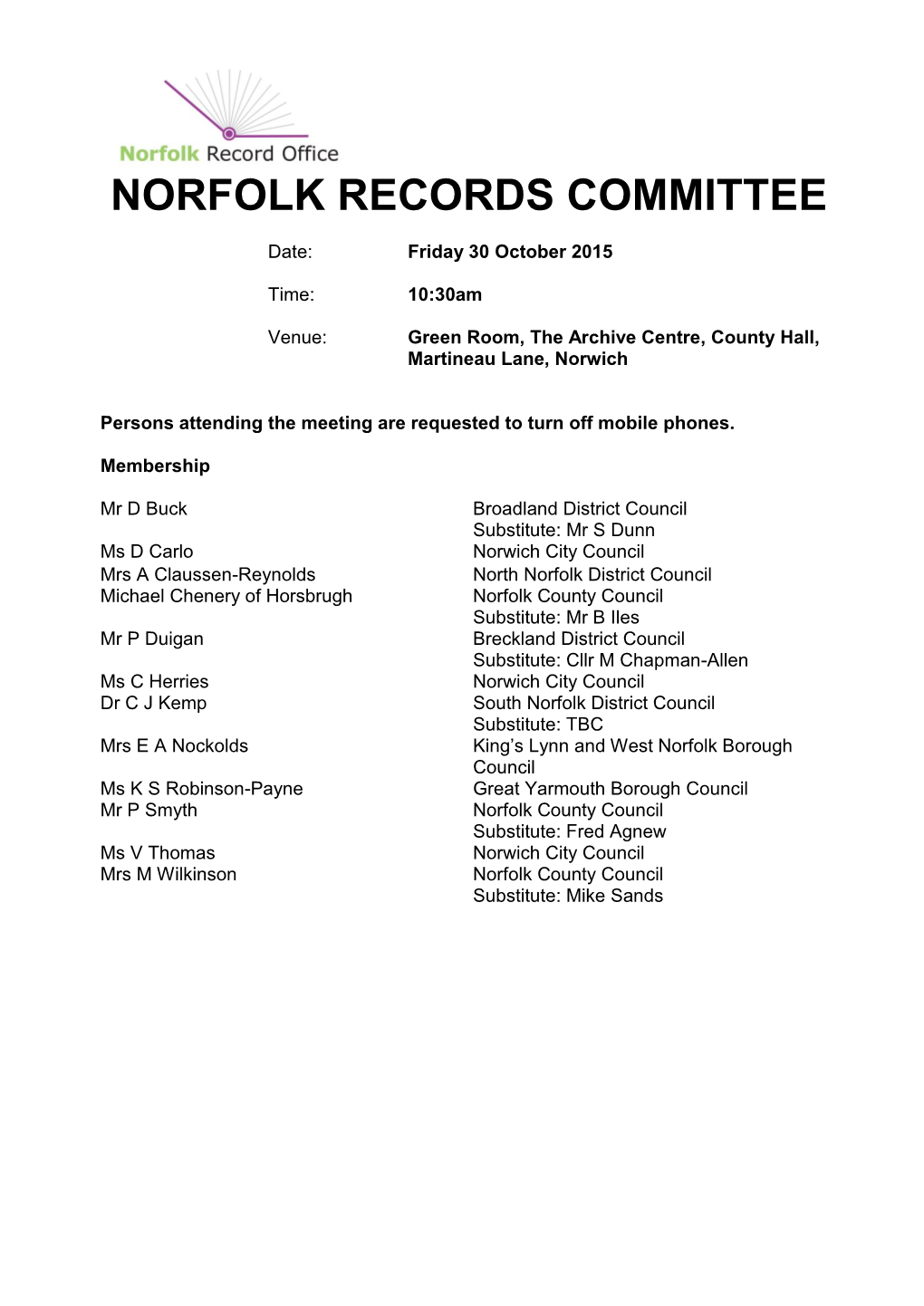 Norfolk Records Committee