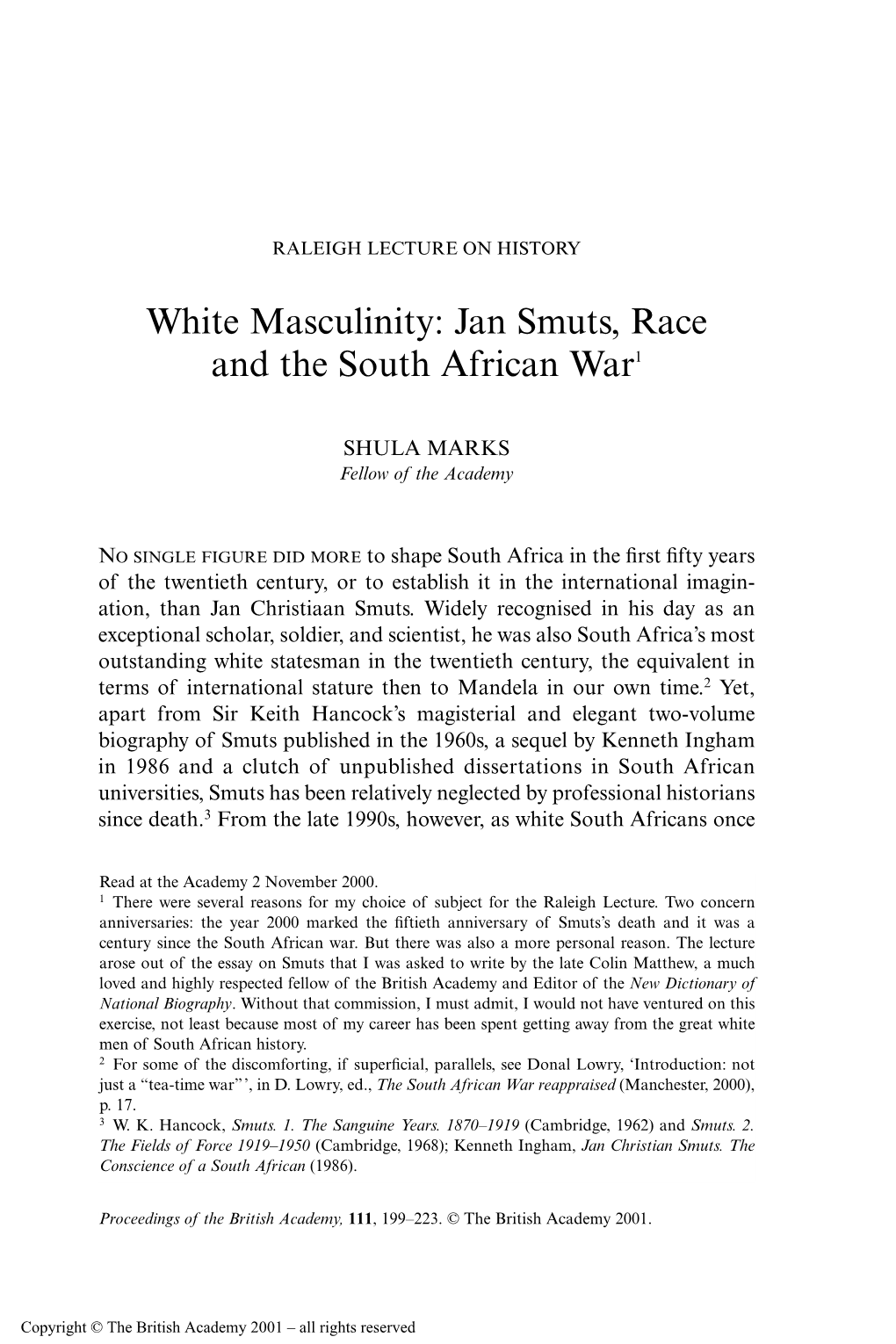 Jan Smuts, Race and the South African War1