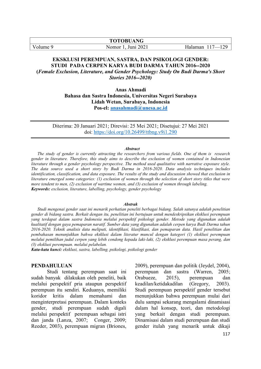 TOTOBUANG Volume 9 Nomor 1, Juni 2021 Halaman 117—129