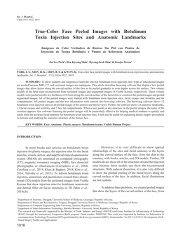 True-Color Face Peeled Images with Botulinum Toxin Injection Sites and Anatomic Landmarks