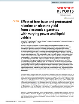 Effect of Free-Base and Protonated Nicotine on Nicotine Yield From