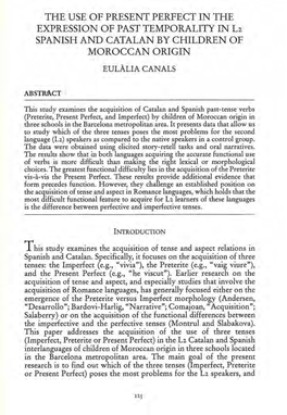 The Use of Present Perfect in the Expression of Past Temporality in L2 Spanish and Catalan by Children of Moroccan Origin