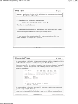 Data Types Enumerated Types