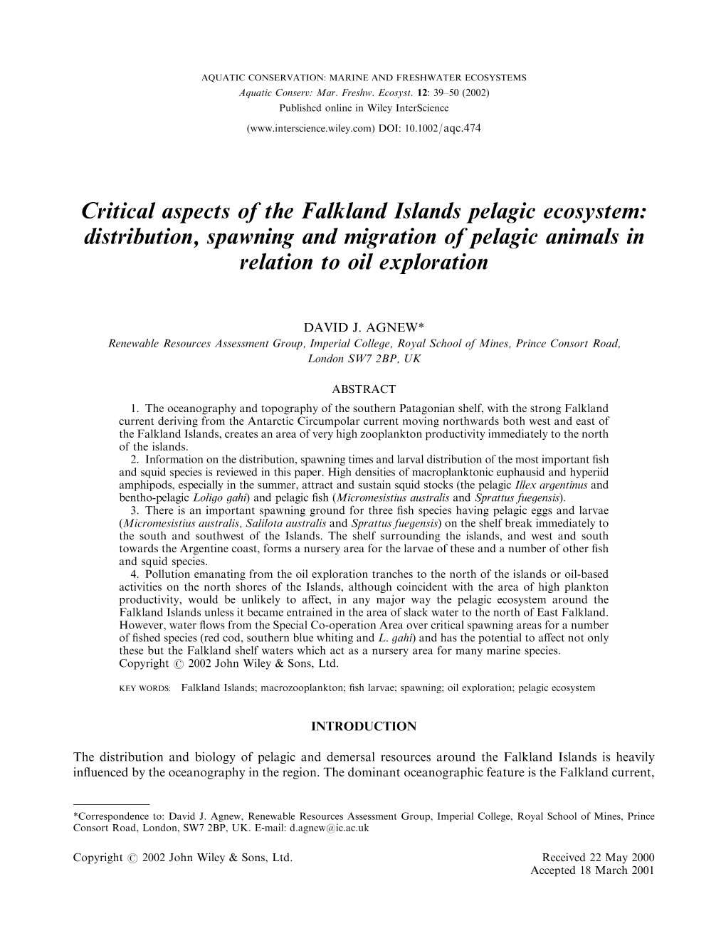 Distribution, Spawning and Migration of Pelagic Animals in Relation to Oil Exploration