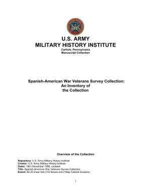 Spanish-American War Veterans Survey Collection: an Inventory of the Collection
