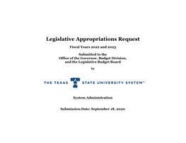 2022-23 Legislative Appropriations Request