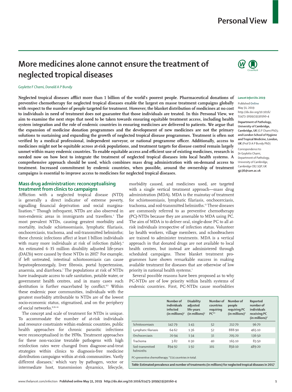 Medicines Alone Cannot Ensure the Treatment of Neglected Tropical Diseases