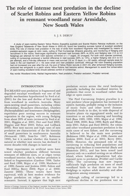 The Role of Intense Nest Predation in the Decline of Scarlet Robins and Eastern Yellow Robins in Remnant Woodland Near Armidale, New South Wales