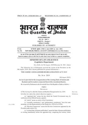 Jammu & Kashmir Reorganisation Act 2019