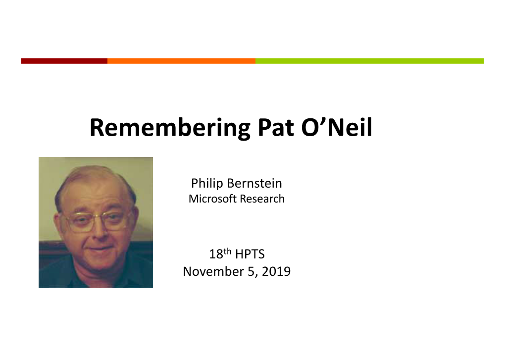 Remembering Pat O'neil