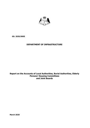 DEPARTMENT of INFRASTRUCTURE Report on The