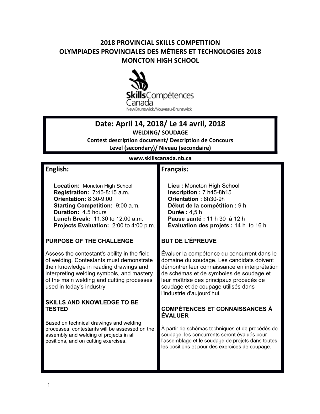 OLYMPIADES PROVINCIALES Des MÉTIERS ET TECHNOLOGIES 2018