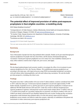 The Potential Effect of Improved Provision of Rabies Post-Exposure Prophylaxis in Gavi-Eligible Countries: a Modelling Study