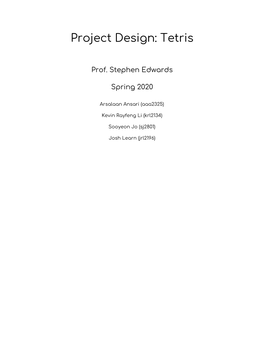 Project Design: Tetris