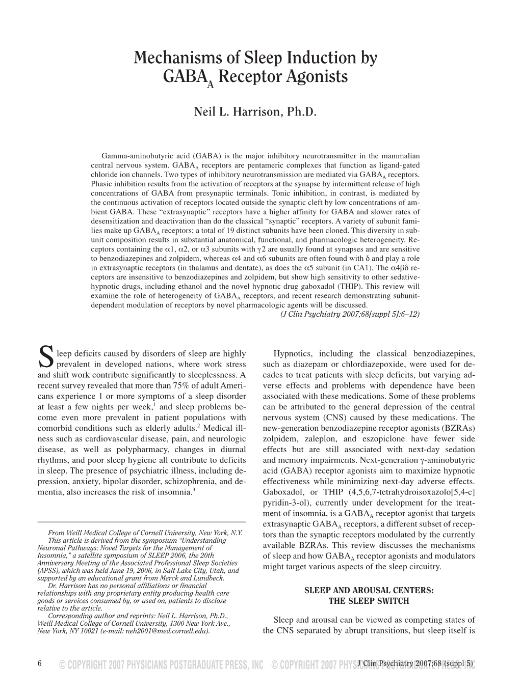 Mechanisms of Sleep Induction by GABAA Receptor Agonists