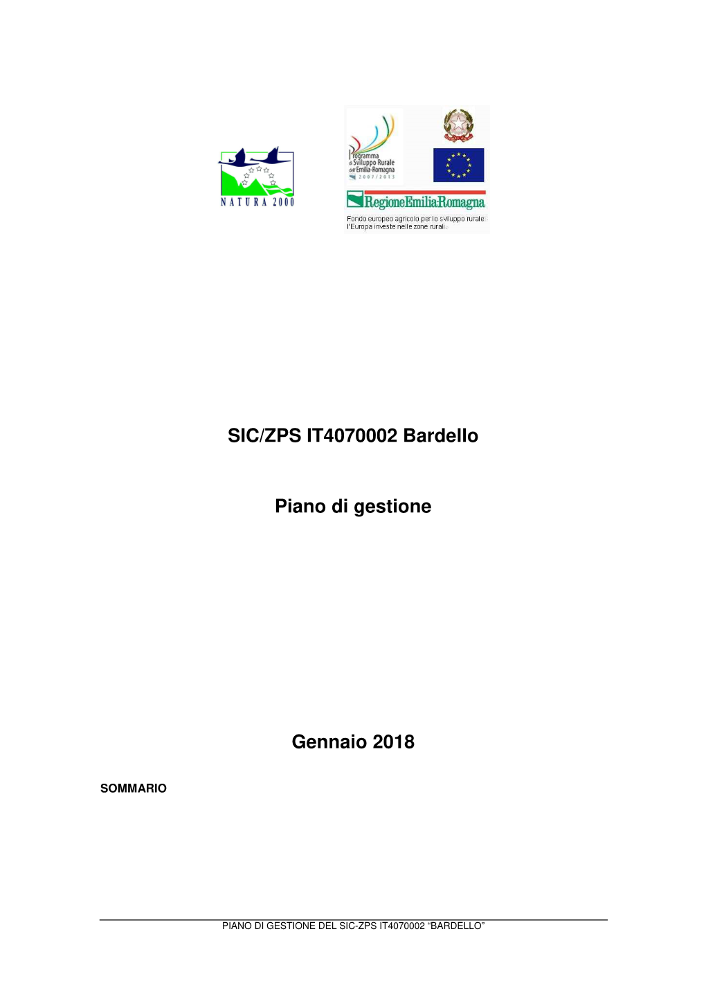 SIC/ZPS IT4070002 Bardello Piano Di Gestione Gennaio 2018