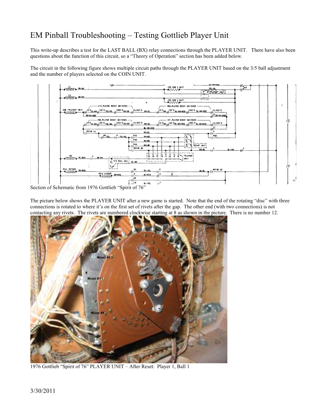 EM Pinball Troubleshooting – Testing Gottlieb Player Unit