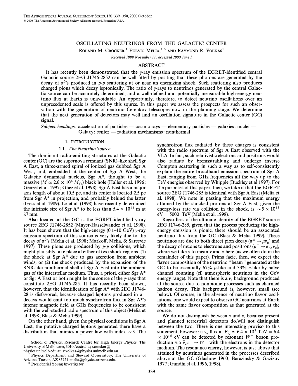 Oscillating Neutrinos from the Galactic Center Roland M