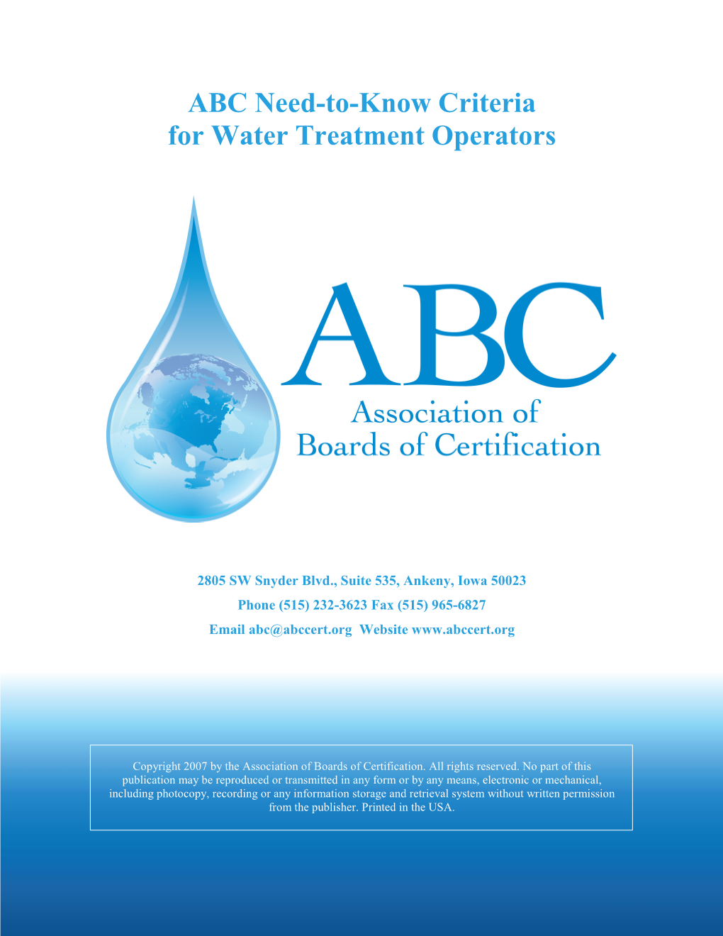 ABC Need-To-Know Criteria for Water Treatment Operators