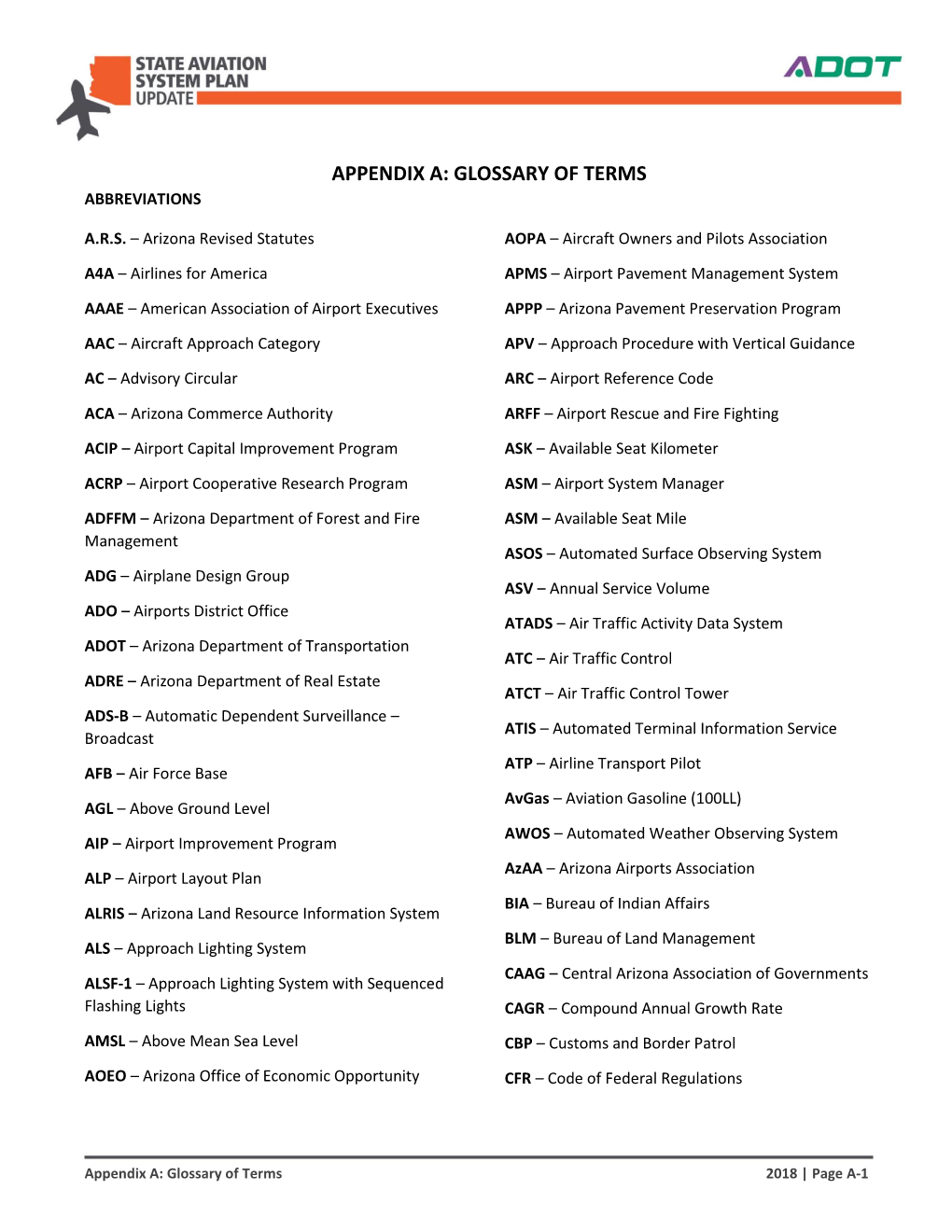 A. Appendix A: Glossary of Terms Abbreviations