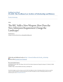 The SEC Adds a New Weapon: How Does the New Admission Requirement Change the Landscape?, 15 Cardozo J