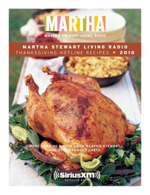 Martha Stewart Living Radio T H a N K S G I V I N G H O T L I N E R E C I P E S 2 0 1 0