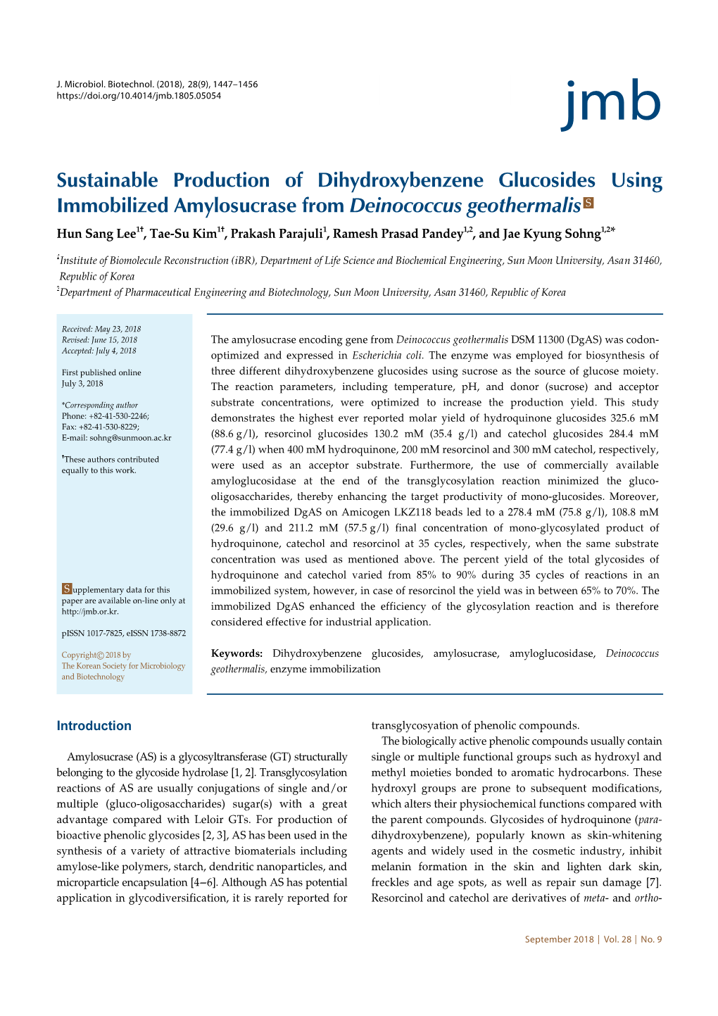 Sustainable Production of Dihydroxybenzene Glucosides