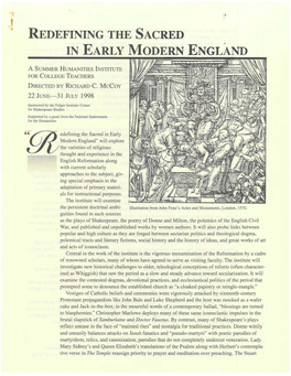 Redefining the Sacred in Early Modern England