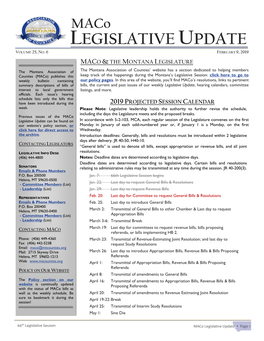 Maco Legislative Update, Volume 25., Issue No. 6