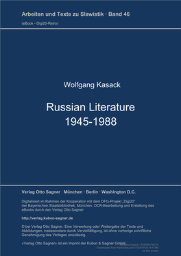 Russian Literature 1945-1988