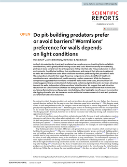 Do Pit-Building Predators Prefer Or Avoid Barriers? Wormlions