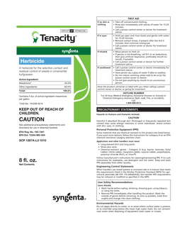Tenacity Herbicide Product Label