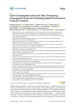 Land Consumption and Land Take: Enhancing Conceptual Clarity for Evaluating Spatial Governance in the EU Context