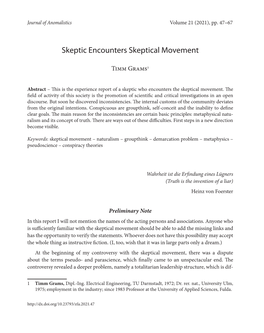 Skeptic Encounters Skeptical Movement