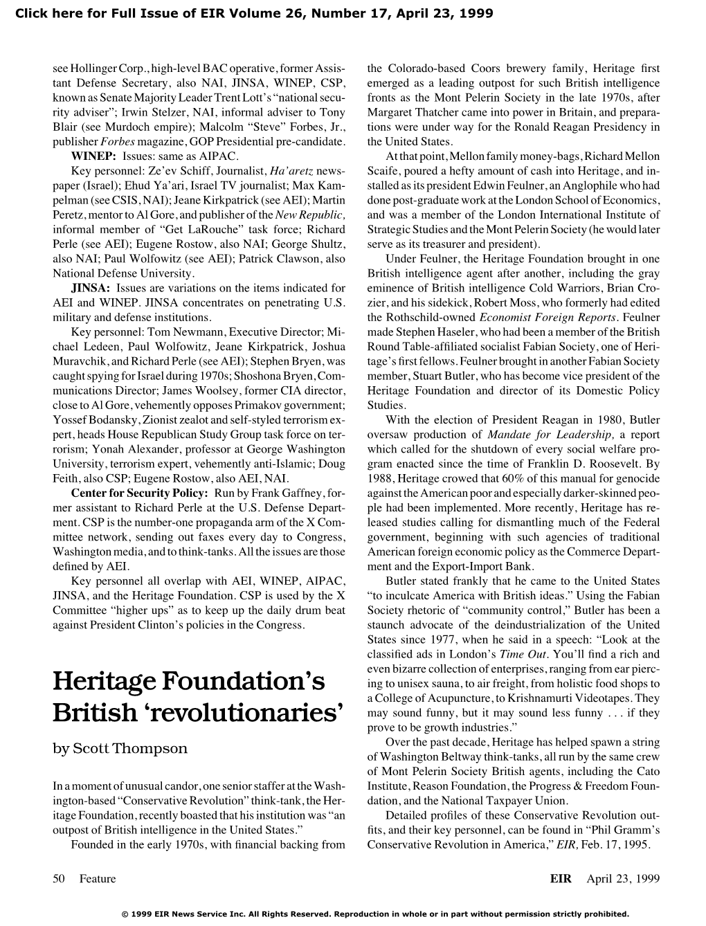 Heritage Foundation's British 'Revolutionaries'