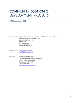 Community Economic Development Projects