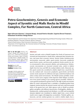 Petro-Geochemistry, Genesis and Economic Aspect of Syenitic and Mafic Rocks in Mindif Complex, Far North Cameroon, Central Africa