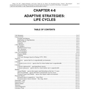 Volume 1, Chapter 4-6: Adaptive Strategies: Life Cycles