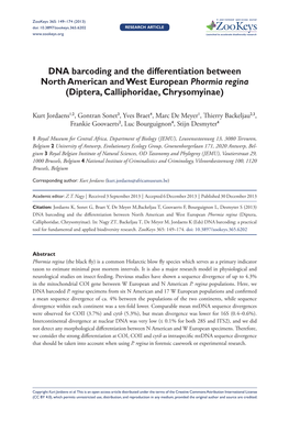 DNA Barcoding and the Differentiation Between North American and West European Phormia Regina (Diptera, Calliphoridae, Chrysomyinae)