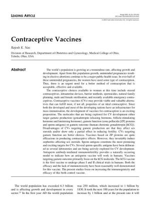 Contraceptive Vaccines Rajesh K